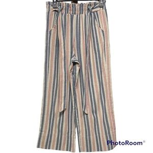 Knox Rose Pants Tie at waist With Pockets wide Legs New stripes Lightweight S